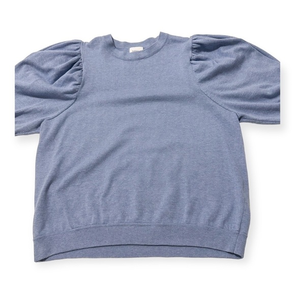 MISA‎ Los Angeles Kali Puff-Shoulder Sweater, Cotton/Cashmere, Blue, Size M - Picture 7 of 13